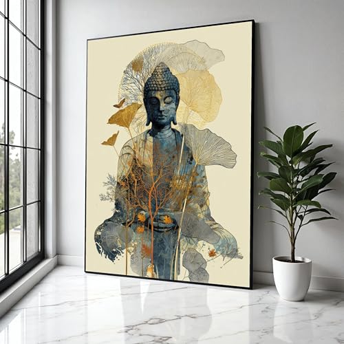 Tableau toile Bouddha méditatif grand format décoration zen