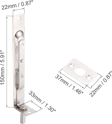 Miniatura 8 de uxcell Perno empotrado, cerradura oculta de acero inoxidable de 6 pulgadas para puertas compuestas de madera, puertas dobles, bronce claro, 2
