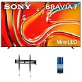 Sony K85XR70 85 Inch 4K Bravia LCD Mini LED Full Array HDR Google TV with a Walts TV FIXED-MOUNT-43-90 TV Mount for 43"-90" Compatible TVs and Walts HDTV Screen Cleaner Kit (2024)
