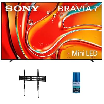 Sony K85XR70 85 Inch 4K Bravia LCD Mini LED Full Array HDR Google TV with a Walts TV FIXED-MOUNT-43-90 TV Mount for 43"-90" Compatible TVs and Walts HDTV Screen Cleaner Kit (2024)