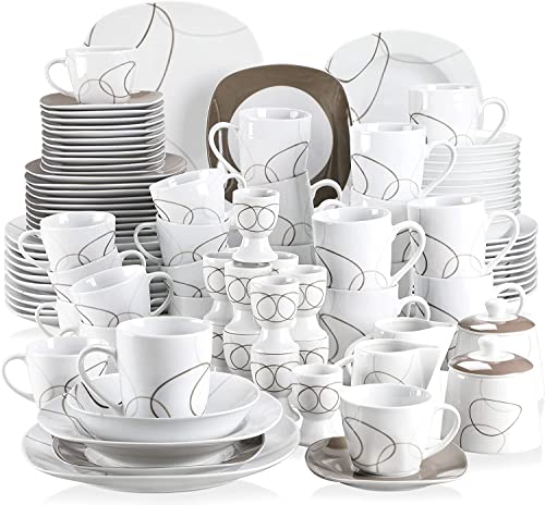 VEWEET NIKITA Vajillas Elegantes 100 Piezas de Porcelana para...