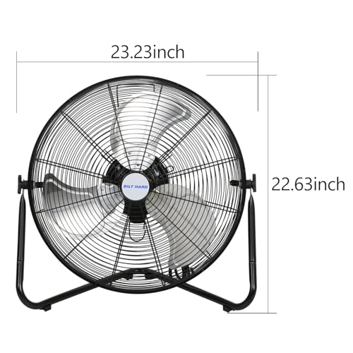 Image of BILT HARD 20 inch High Velocity Floor Fan, 4600 CFM 3-Speed Industrial Shop Fan with Wall-Mounting System, Heavy Duty Metal Fan for Garage Workshop and Warehouse, 2 Pack