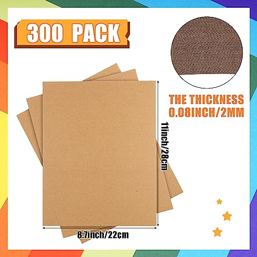 Fainne 300 Pcs 11" X 8.7" Corrugated Cardboard Sheets Flat Cardboard Sheet Brown 2Mm Thick Cardboard Filler Insert Packaging Pads Dividers Bulk For Diy Craft Packing Shipping Mailing Box Supplies #TOP1