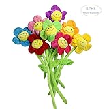 Hangnuo peluche Flores de sol con carita sonriente margaritas, se pueden doblar, sirven como alzapaños para cortinas, decoración habitaciones, bodas o fiestas, regalo de cumpleaños, varitas mágicas