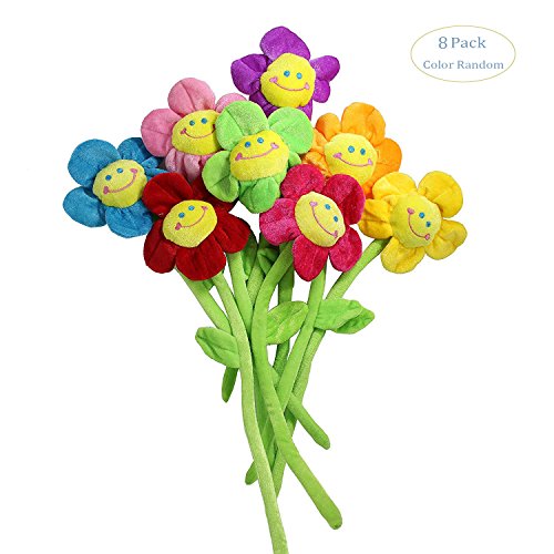 Hangnuo - Peluche en forme de marguerite souriante, avec tige pliable -u00a0Multifonctionnelu00a0: embrase de rideau, décoration de chambre, cadeau