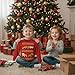 Tstars Toddler/Youth Kids Truck Christmas Shirt - Boys Long Sleeve Holiday Tee with Construction Print in Ugly Sweater Style 4T Red