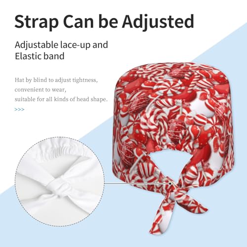 Image of Working Cap Scrub Cap with Sweatband Adjustable Unisex Tie Back Hat for Cleaning Farm Nursing