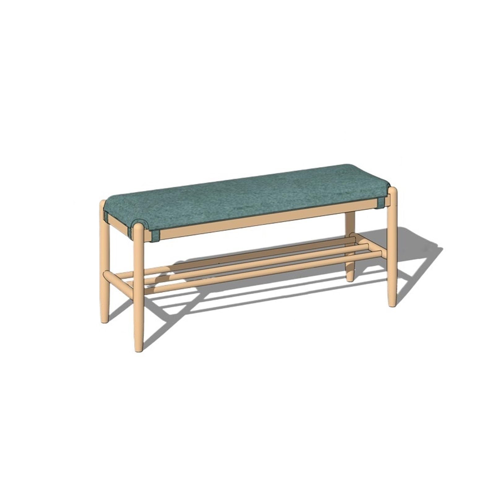 Banc d'entrée en chêne rouge avec rangement de chaussures et coussin amovible pour couloir
