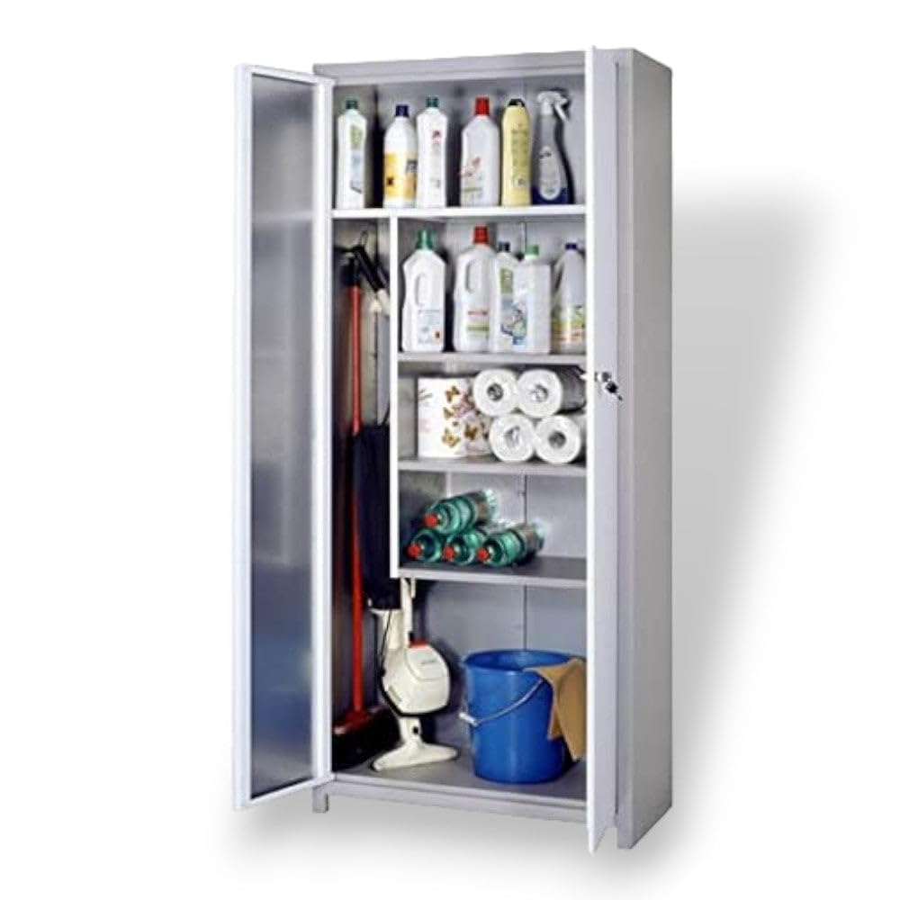 Armadio portascope da Interno in Metallo con Serratura - 60x40xH180 cm