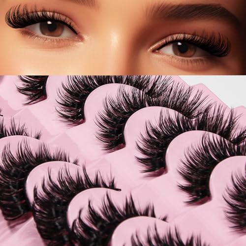 AKARA Pestañas Postizas Naturales 7 Pares 3D Pestañas Pelo a Pelo Volumen Ruso Eyelashes Faux Mink(Russian-R03)