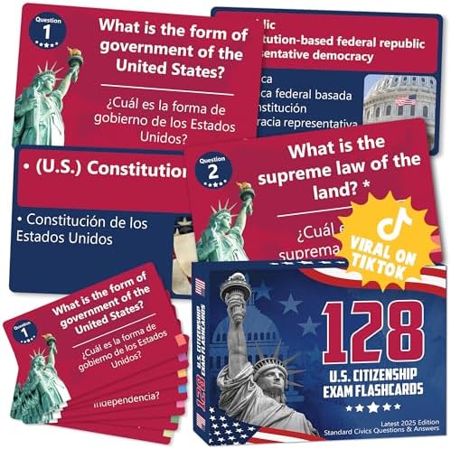 BOOPZILLA US Citizenship Flash Cards 2026, 128 USCIS Civics Test Questions