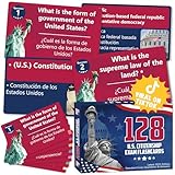 BoopZilla US Citizenship Flash Cards 2026, 128 USCIS Civics Test Questions and Answers, Bilingual English and...