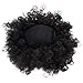 Miss Rola Kinky Curly Drawstring Short Ponytail Kanekalon Synthetic Hair Bun Up Donut Chignon Natural Black Color Scrunchie Wig With Clips (1 Large Piece)