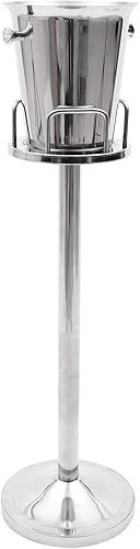 Cubo de hielo con soporte, cubo de champán de acero inoxidable con asa de transporte para fiestas de vino, champán, cerveza, KTV