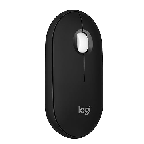 Logitech Pebble Mouse 2 M350s Slim Bluetooth Wireless Mouse, Portable, Lightweight, Customizable Button, Quiet Clicks, Easy-Switch for Windows, macOS, iPadOS, Android, Chrome OS - Black - Black - Pebble 2