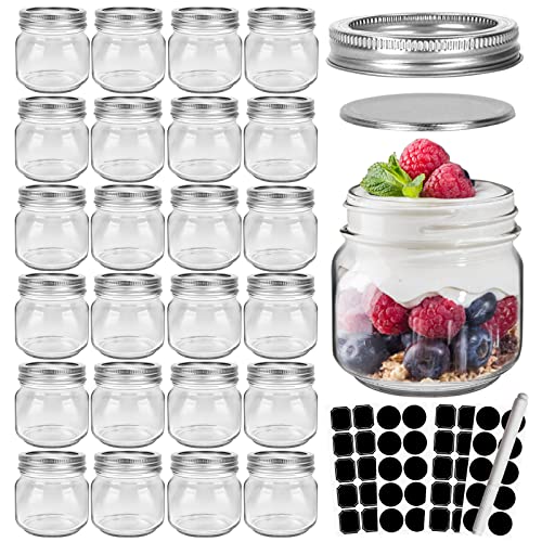 CycleMore 24 Pcs 8oz 250ml 8 oz Clear Glass Mason Jars With Regular Silver Separable Lids, Round Canning Jars Spice Jars for Honey, Jam, Herb, Wedding Favors, Kitchen Storagem, DIY Souvenir CycleMore 24 Pcs 8oz 250ml 8 oz Clear Glass Mason Jars With Regular Silver Separable Lids, Round Canning Jars Spice Jars for Honey, Jam, Herb, Wedding Favors, Kitchen Storagem, DIY Souvenir