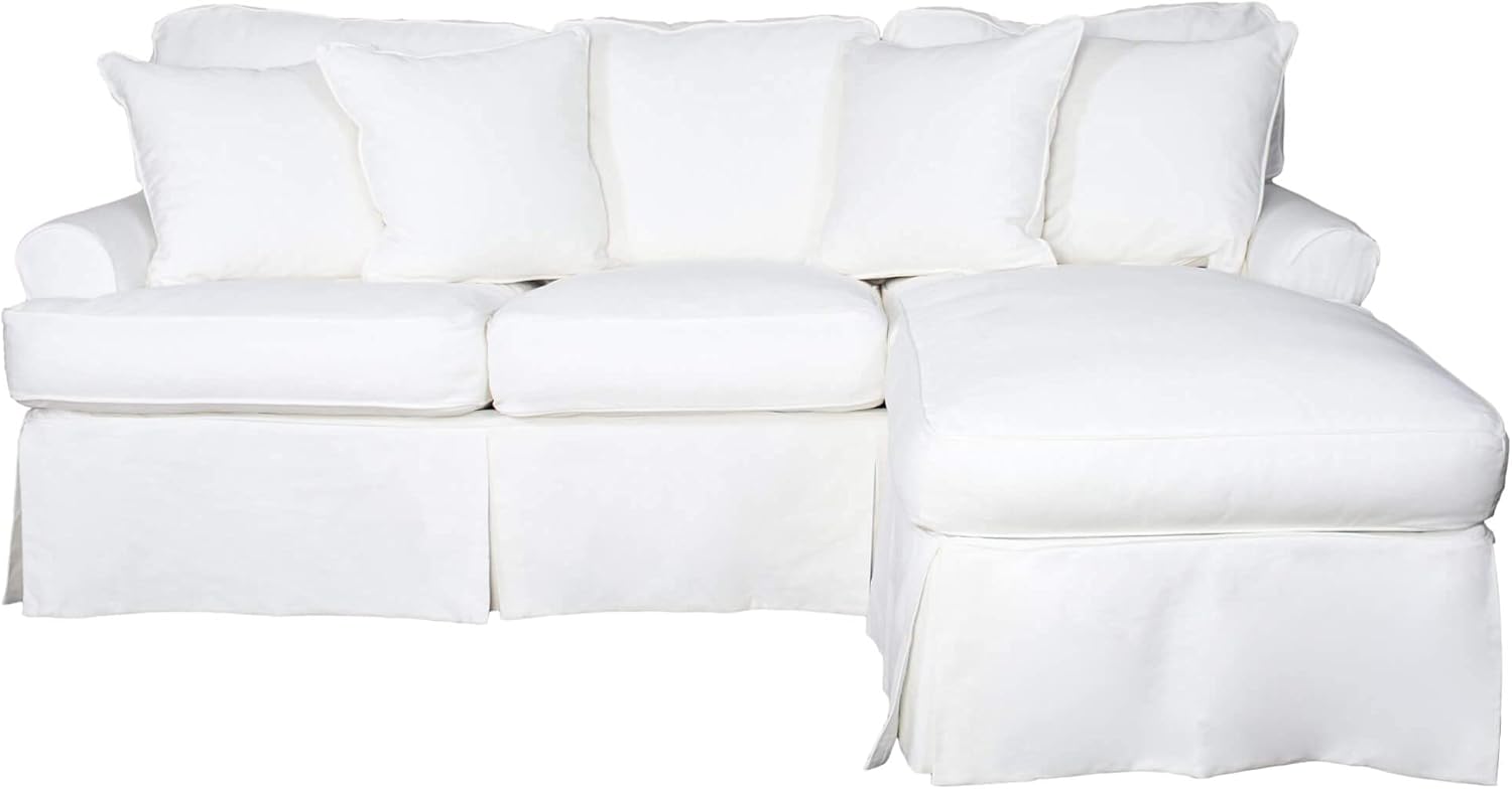 Sunset Trading Horizon Sleeper Sofa & Chaise-Slip Cover Set Only-Warm White Sofa Slipcover, Small,