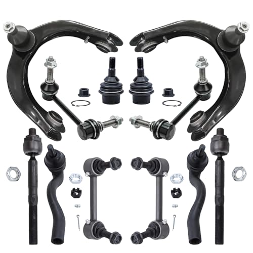 Image of Detroit Axle - Front End 12pc Suspension Kit for Jeep 2011-2015 Grand Cherokee 2011-2015 Dodge Durango, Upper Control Arms w /Ball Joints Lower Ball Joints Tie Rods Front Rear Sway Bars Replacement
