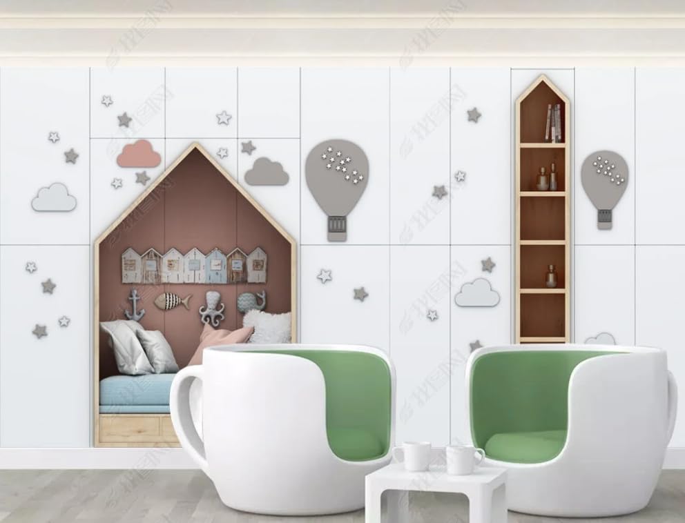 Papier peint ballon ciel étoilé pour une chambre d'enfant féerique