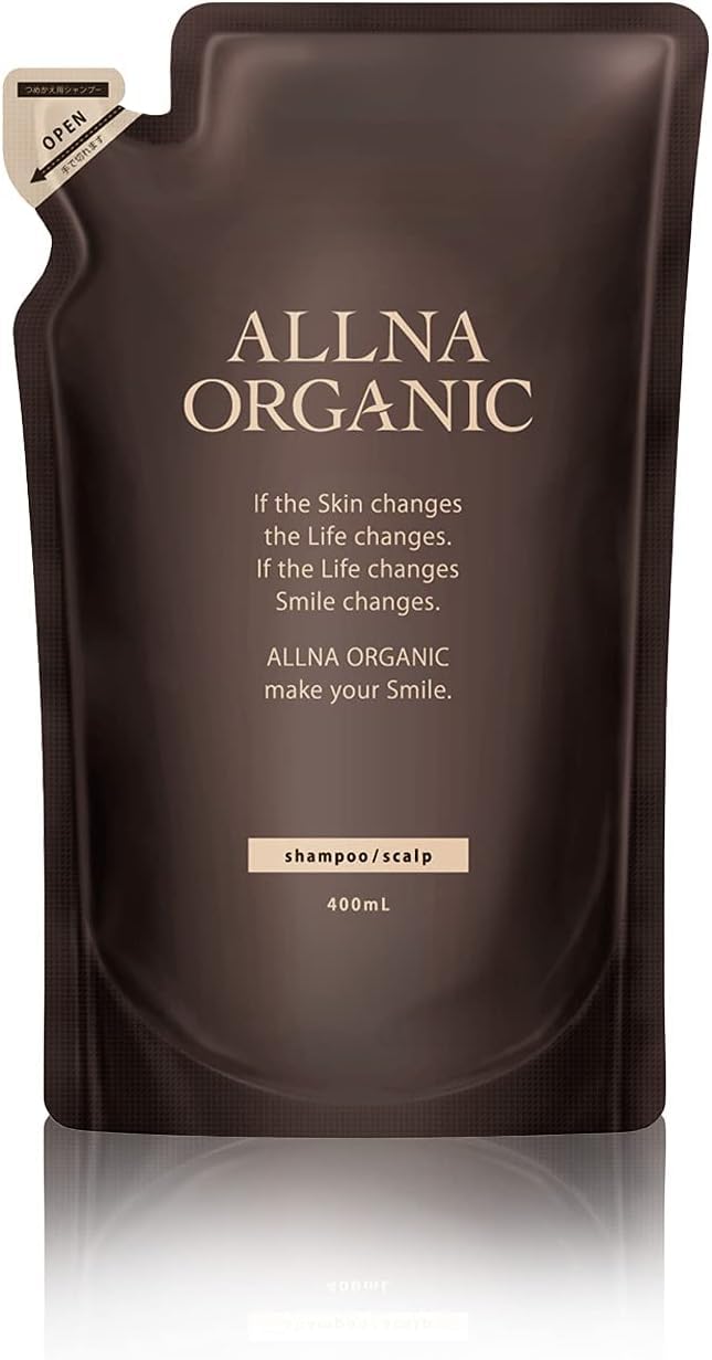 Allna Organic Shampoo, 13.5 fl oz (400 ml), Scalp, Refill, Additive-Free, Non-Silicone, Made in Japan