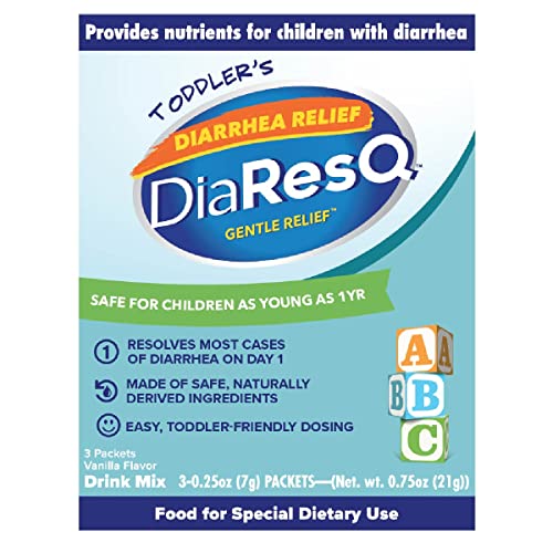 DiaResQ Diarrhea & Immune Support Colostrum Drink Mix for Toddlers (1+ Years) Pack of 3, Gentle Relief, Helps Restore Normal Intestinal Function, Antibiotic & Drug-Free, Gluten Free, Vanilla Flavor