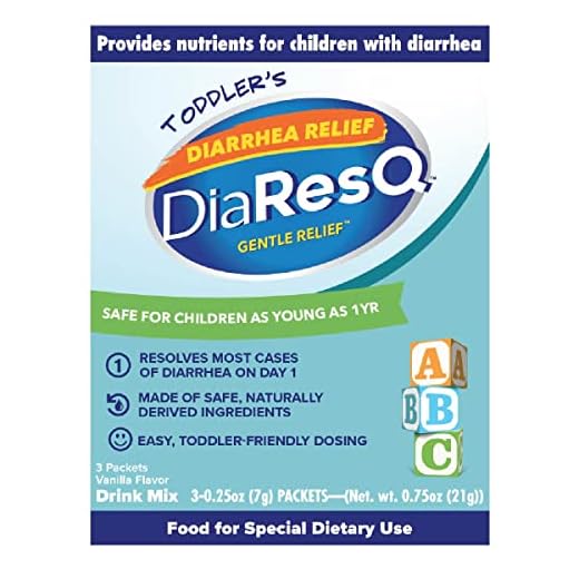 DiaResQ Gentle Diarrhea Relief Drink Mix for Toddlers, Safe, Drug-Free and Effective for Children as Young as 1 Year, Includes 3 (0.25 OZ) Packets (Vanilla Flavor)
