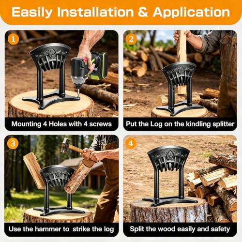 Poffattr Kindling Splitter XL, Heavy Duty Wood Splitters for Firewood
