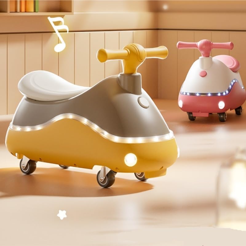 Swing Car Peanut Shape with Music Light No Pedal Anti-Rollover Swing Silent Wheels Durable and Safe(Blue)