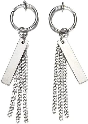 Stud Clip Earring Stainless Steel Earrings for Mens Womens