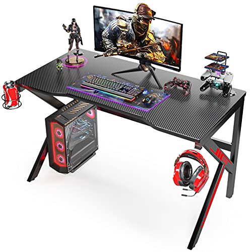 SIMBR Gaming Tische, 120 cm, K-Frame-Design, Großer Workst-Gaming-Tisch für Gaming-Laptop, Büro-PC, Gamer-Schreibtisch mit Controller-Ständer, Becherhalter, Kopfhörer-Haken
