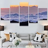 SIGNWIN 5 Panel Canvas Wall Art Foggy Mountains for Home Decorations Ready to Hang - 60