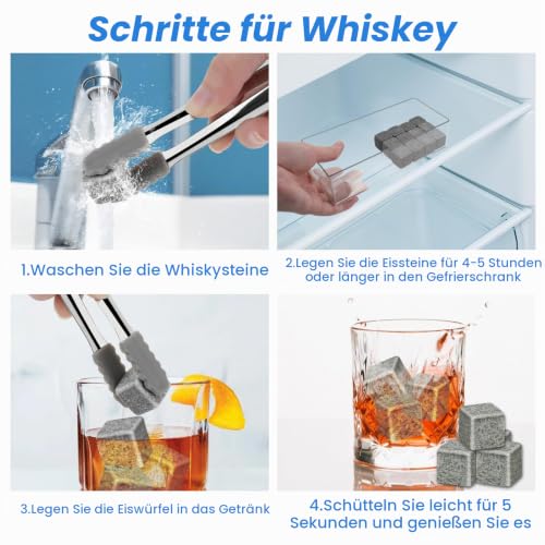 Foto von X-BLTU 18 Stück Whisky Steine Granit Eiswürfel Wiederverwendbar
