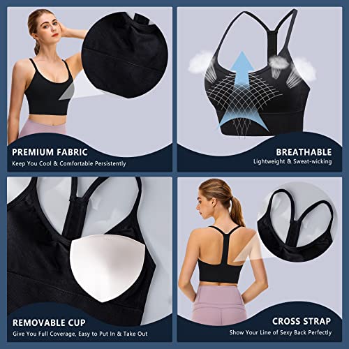 Image of Sports Bra, Workout Tops for Women, Medium Impact Strappy Padded Sports Bras for Women High Support