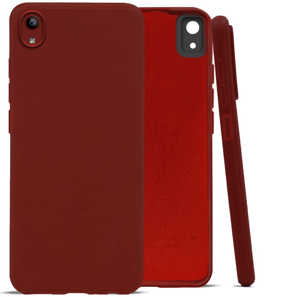 Image of Jkobi Back Cover Case for Vivo Y1s (Matte Finish Silicone with Inside Fiber Cloth |Red)