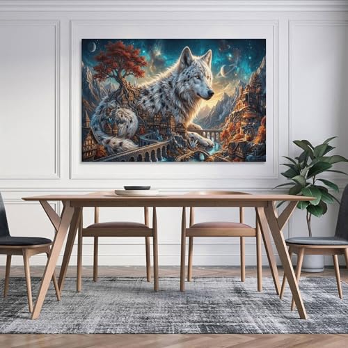 Cuadro lobo en lienzo para transformar paredes vacias del salon 4