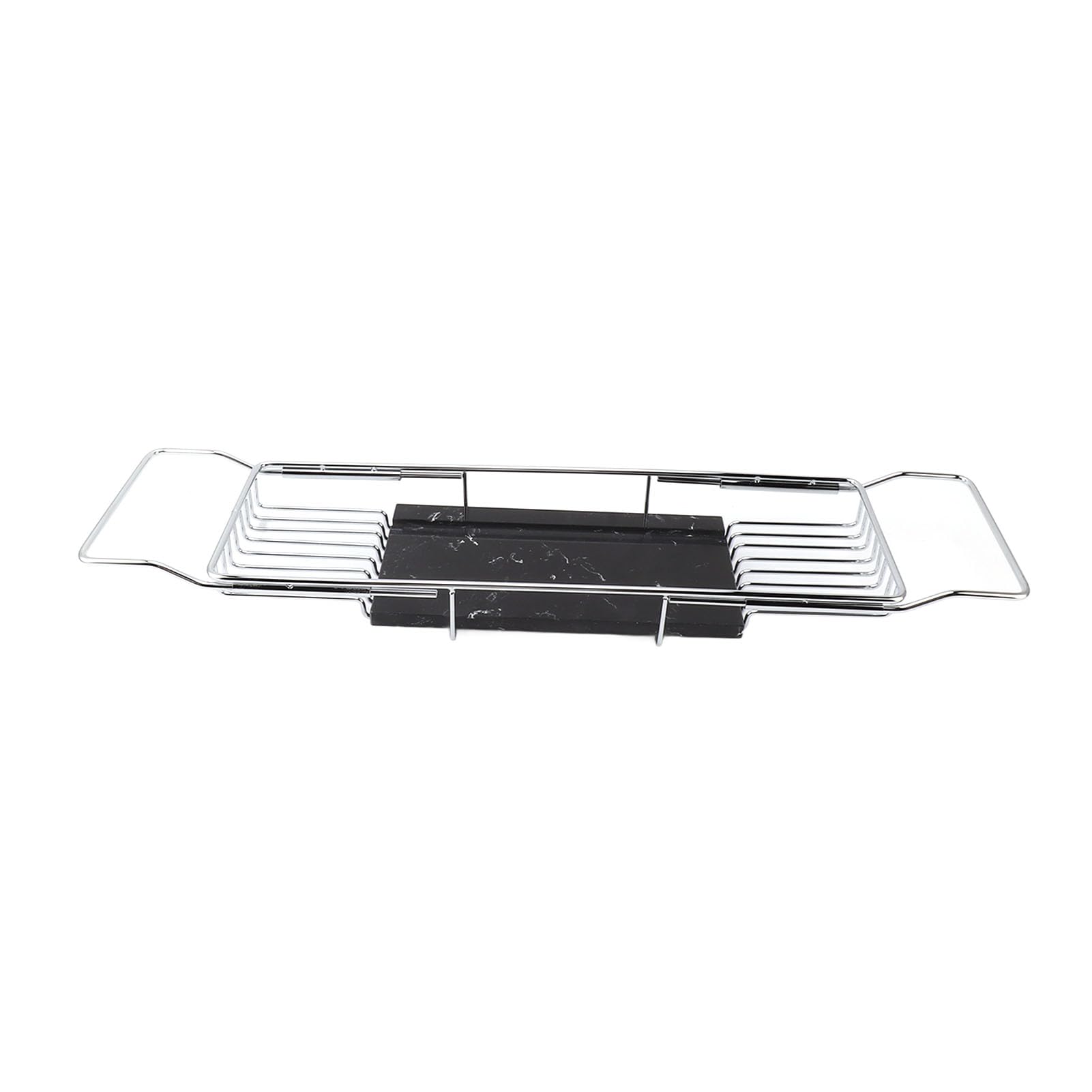 JKJZSALJ Marble Expandable Bathtub Tray Caddy - Elegant Spa Shelf For Relaxation Bath Accessories Adjustable Design In Any Tub-Silver Black
