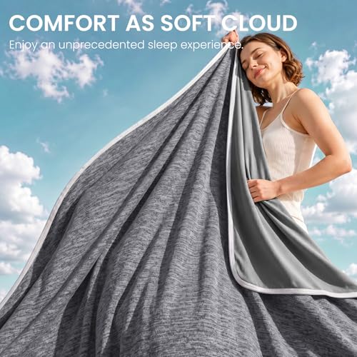 Image of Cooling Blanket Queen Size 90 inchx90 inch for Hot Sleepers Summer Blanket | Absorbs Heat Cold Summer Blanket for Night Sweats & Menopause Q-Max>0.5 Lightweight Breathable Soft Double-Side Cooling