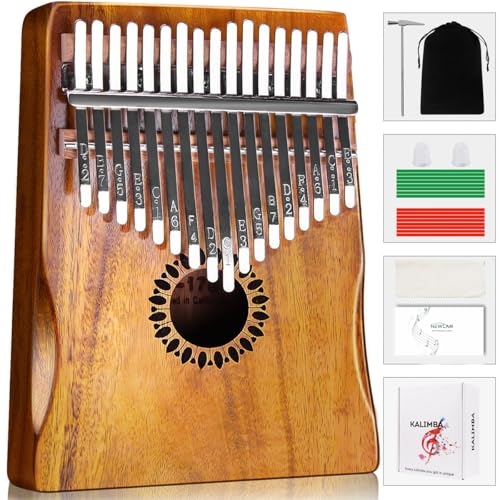 Newlam Kalimba Piano de Pulgar de 17 Teclas Instrumento Musical, Piano de Dedos Regalo Musical Original para Niños y Adultos