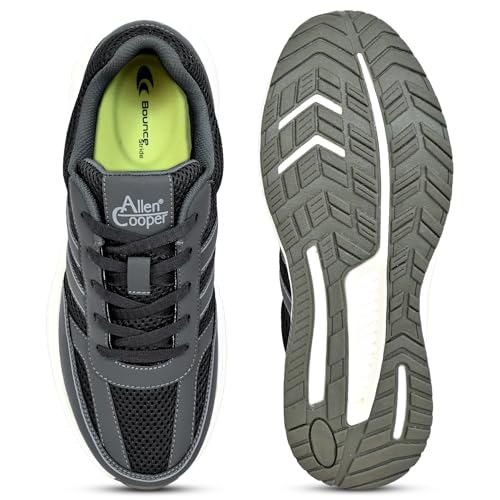 Image of Allen Cooper Training,Road Running,Cricket,Gym,Sports Comfortable Extra Max Cusion with Memory Foam Insole Running Shoes for Men(0624|Black /Grey-Sizes 6,7,8,9,10)