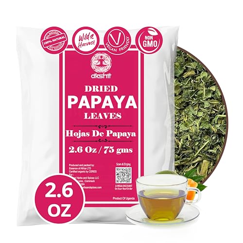 2.6oz Papaya Leaves Dried, Leaf Tea, 100% Pure Natural Green Papaya Leaves, Non-GMO, Caffeine-free, Vegan-friendly. by Akshit