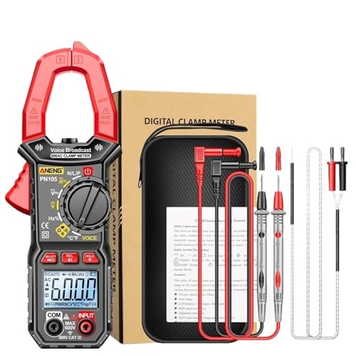 Multímetro Digital Pinza PN105 Medidor de Corriente AC/DC 6000 Cuentas Voltaje Temperatura Capacitancia Resistencia Diodos, Negro miniatura 2