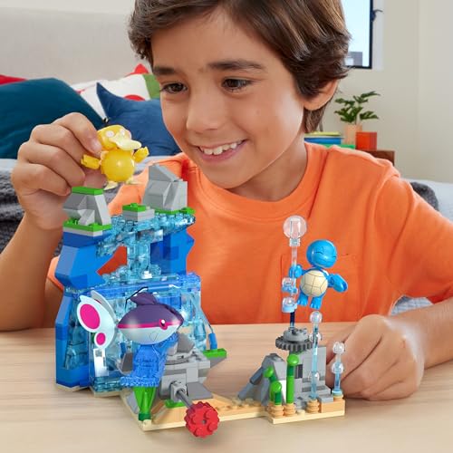 MEGA Pokémon Aventure Aquatique Jouet de construction avec 319 pièces et figurines articulées Écayon, Carapuce et Psykokwak, pour enfants, HXF79