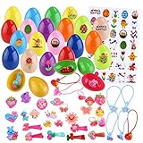 36 Easter Eggs Fillers, Easter Basket Stuffers for Girls Kids with 36 Different Designs of Toys (Hair Ties, Hair Clips, Headband etc) & Sticker, Prefilled Easter Egg Stuffers Hunt Party Favors