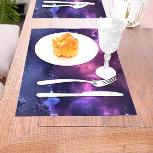 Set de table PVC tissé violet galaxie au design soigné moderne