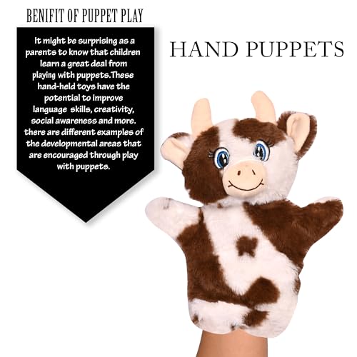 Image of Besties Cow Hand Puppets for Kids - Soft Hand Puppets for Kids, Story Telling Puppet for Kids, Hand Puppet Toy, Plush Animals Hand Puppet Toys, Fun Play Learning Toys - (Cow Brown)