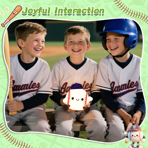 Image of OkiyiD Baseball Lamp, Dimmable Silicone Touch Night Light,Soft Glow Bedside Lamp for Bedroom or Desk Decor, Baseball Gift for Fans, USB Powered with Gentle Illumination