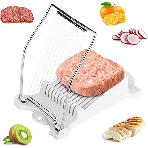 Zeerkeer Stainless Steel Cheese Slicer, Boiled Egg Fruit Soft Food Canned Meat Slicer Sushi Cutter with 10 Cutting Wires Tough and Not Easy to Deform Cover