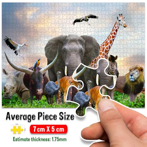 Image of Wild Animals Jigsaw Puzzle - 1000 Piece Puzzle | Safari & Jungle Wildlife Brain Game | Gift for Puzzle Lovers and Nature Enthusiasts