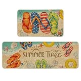 Artoid Mode Beach Flip Flops Conch Summer Kitchen Mats Set of 2, Seasonal...