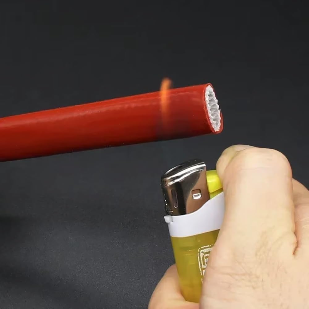 5-metrowa ognioodporna rura z włókna szklanego - oplot pokryty silikonem do okablowania i kabli,(Red,10mm)